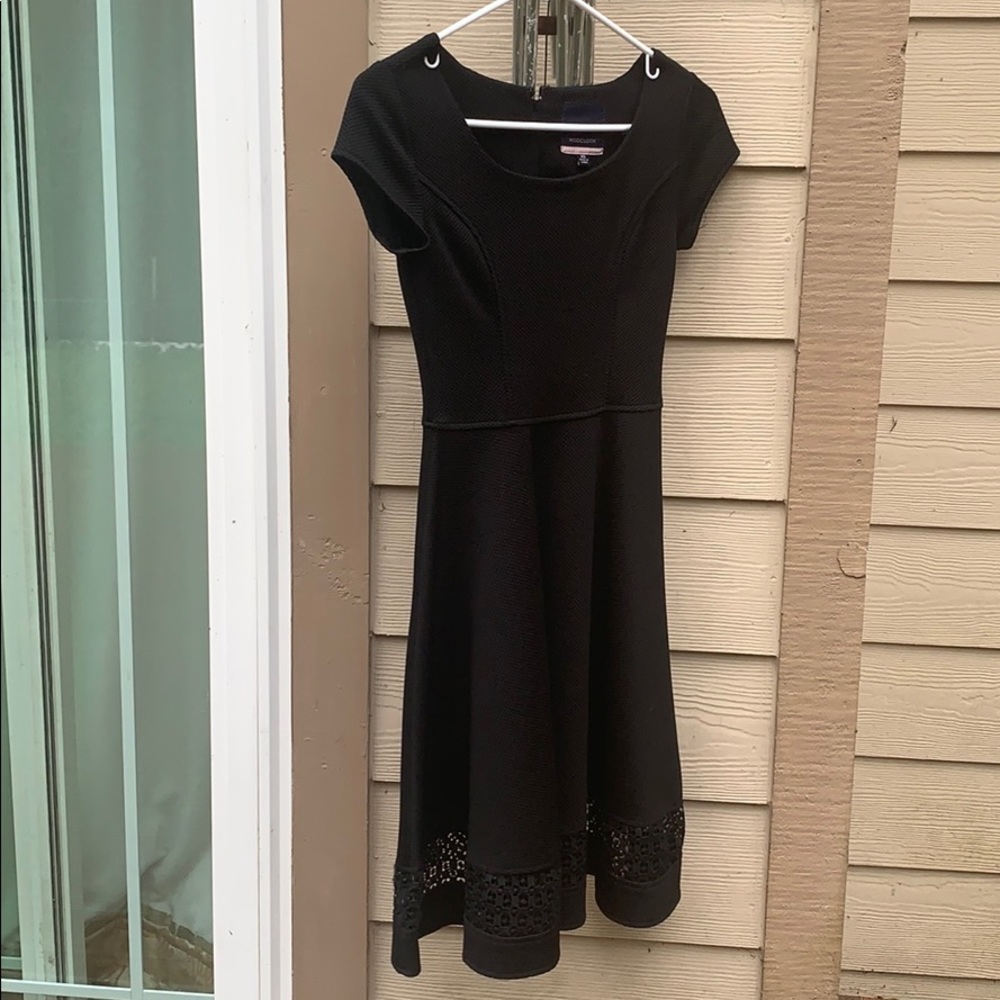 Modcloth modest black XS swoop neck midi dress